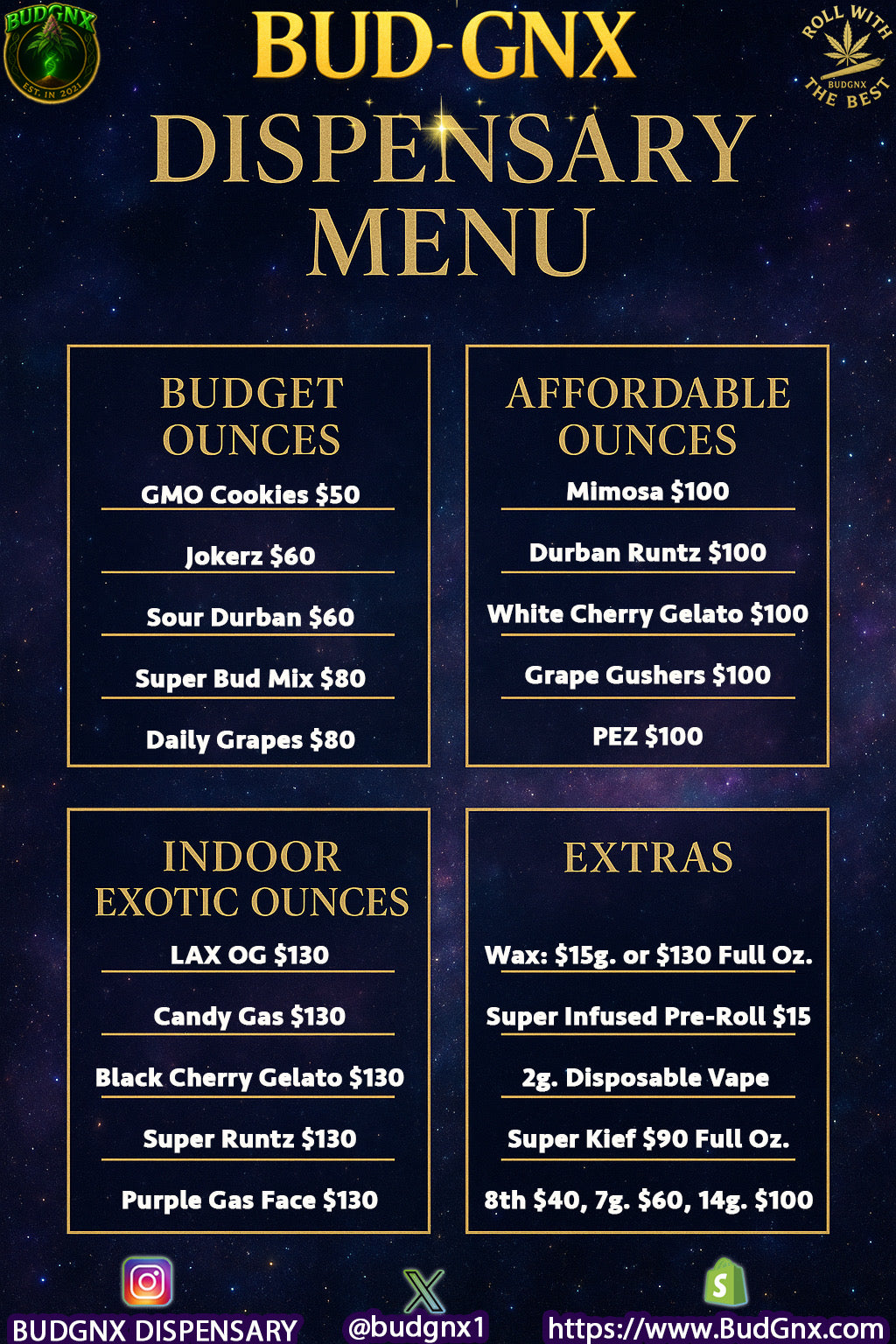 BUD-GNX Live Menu Order