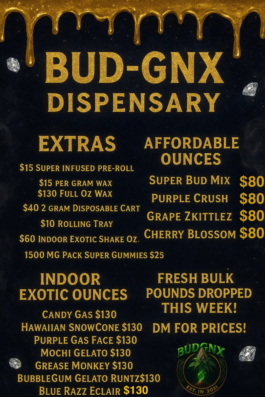 BUD-GNX Live Menu Order