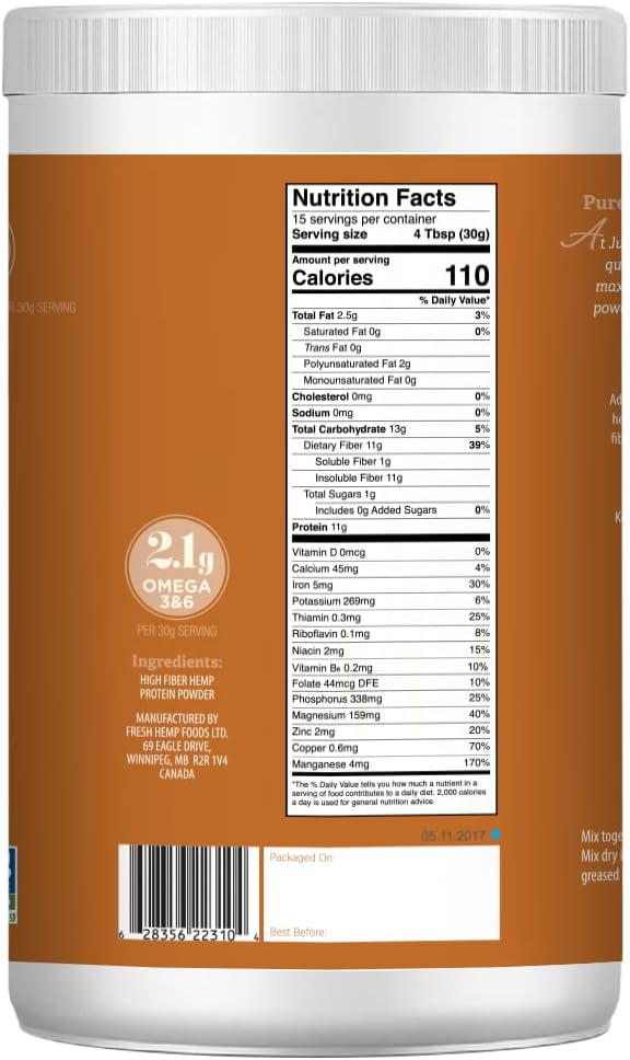 Just Hemp Foods Hemp Protein Powder Plus Fiber