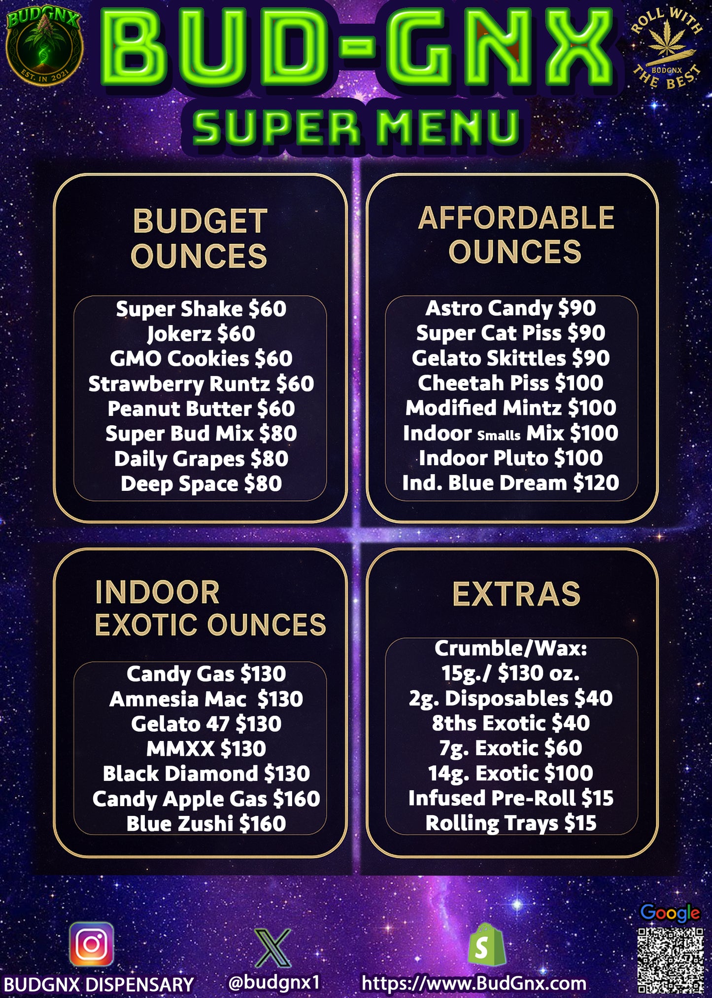 BUD-GNX Live Menu Order